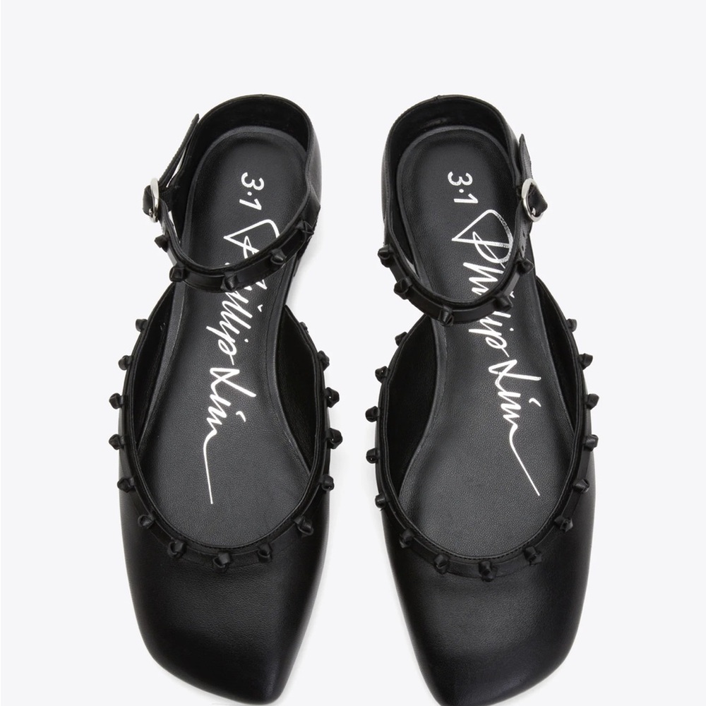 3.1 Phillip Lim Mary Jane Flats, Black Studded, sz 35